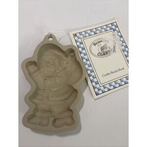 VTG Brown Bag Cookie Art Santa Stoneware With Cook Book